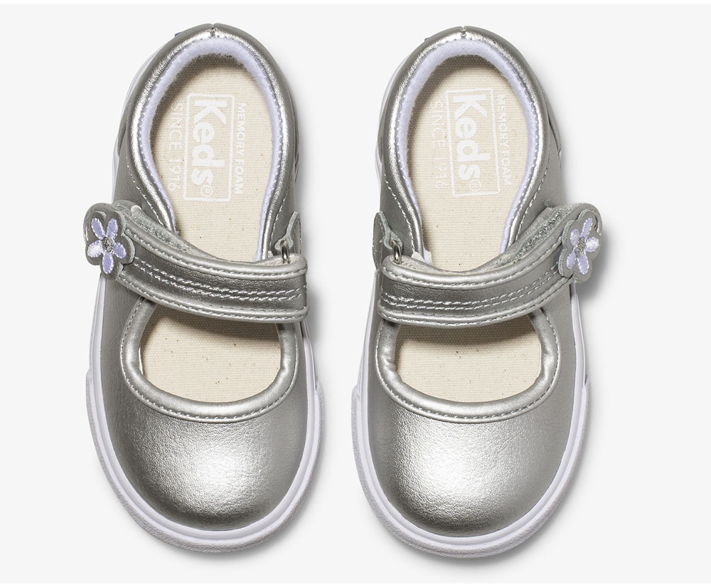 Slip Ons Keds Niños Plateadas - Ella Mary Jane - 069-AHDESW